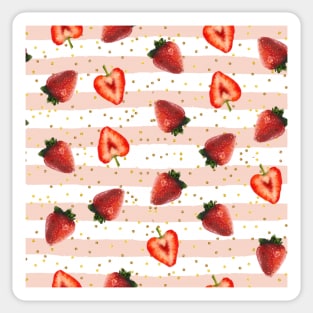 Strawberries pink stripes Sticker